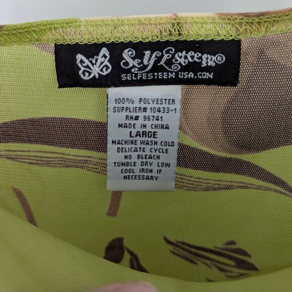 Self Esteem Green Floral Babydoll Tank Top Size Large Adjustable Strap Y2K Chic - Picture 4 of 4